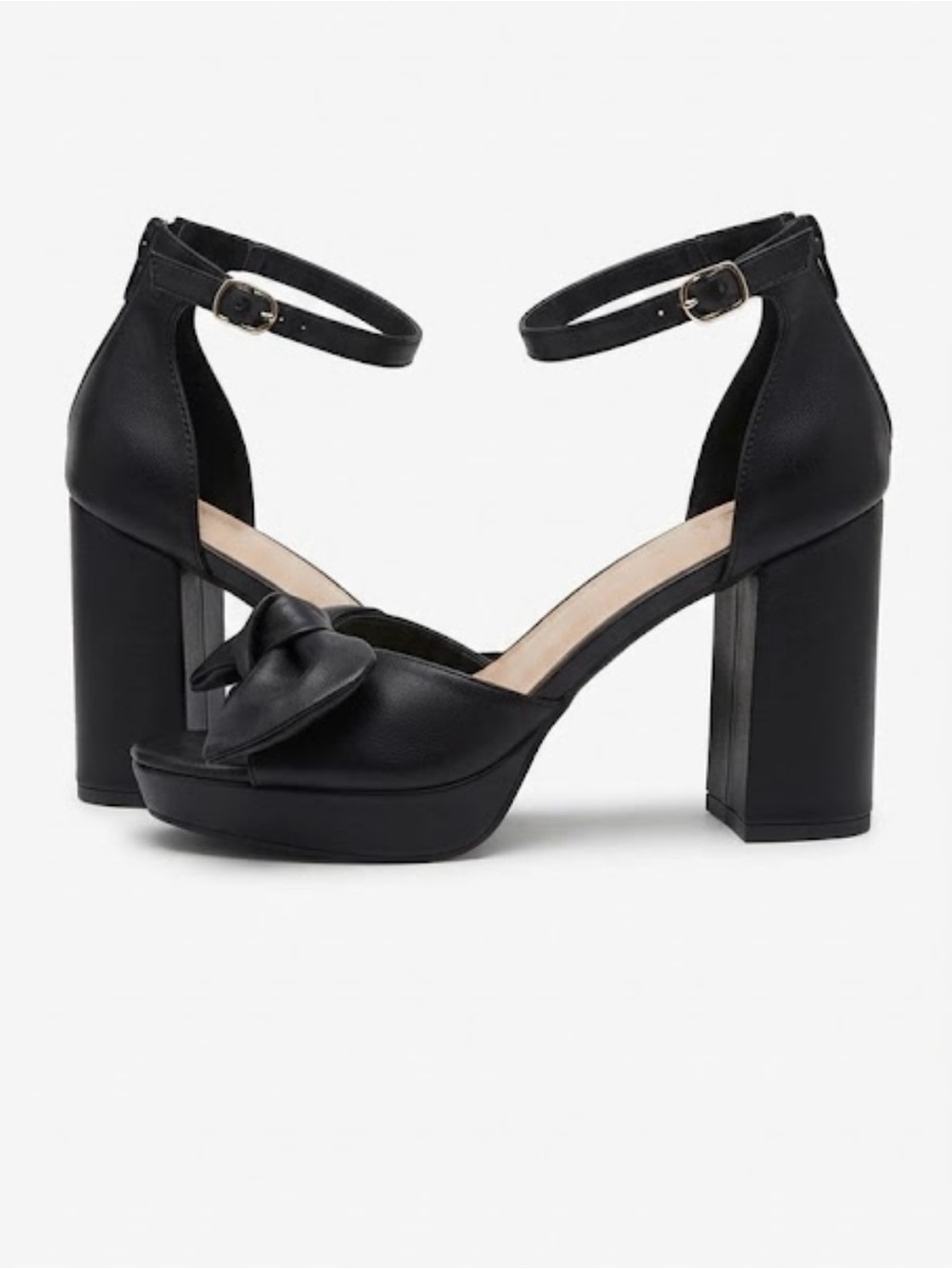 Report Black Bow Platform Block Heel Sandals Size 11